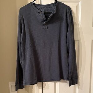 Men's Blue Waffled Henley Shirt